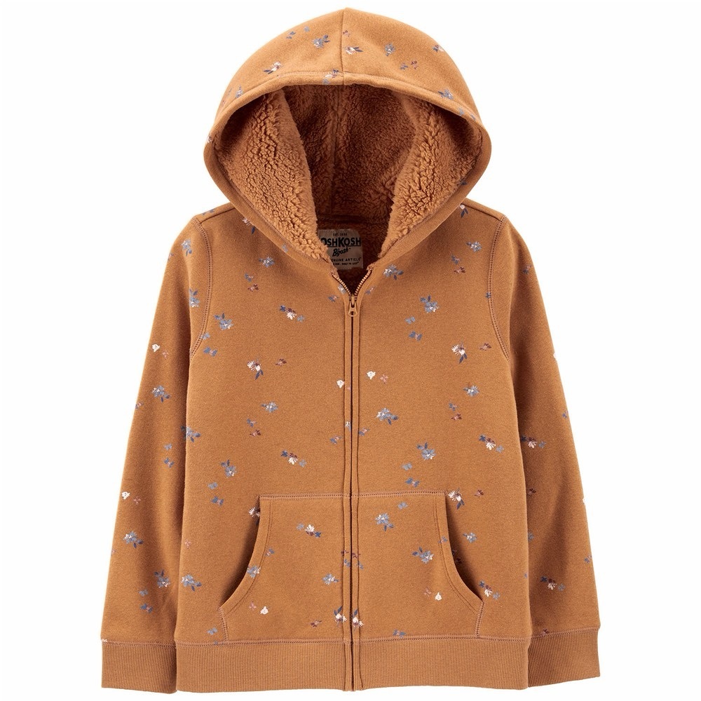 OshKosh B'gosh Heavyweight 6/6x Tan Floral Hoodie - Picture 2 of 4